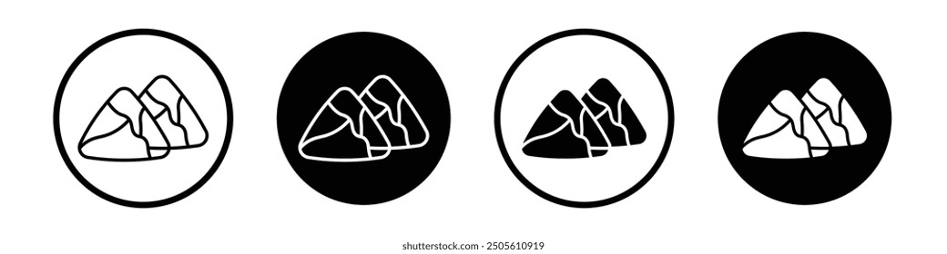 Samosa Vektorsymbol Set schwarz gefüllt und umrissen Stil.