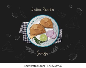 Samosa vector illustration, Samosa the indian traditional snacks