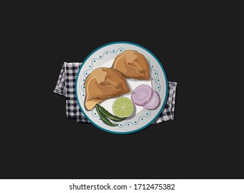 Samosa vector illustration, Samosa the indian traditional snacks