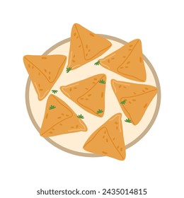 Samosas Indian Snack Food illustration