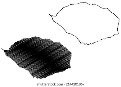 Isla de Samotracia (República Helénica, Grecia, Mar Egeo) mapa ilustración vectorial, dibujo garabato Mapa de Samotracia