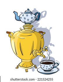 samovar and cup of tea