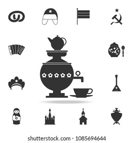 samovar with a cup of tea icon. Detailed set of Russian culture icons. Premium graphic design. One of the collection icons for websites, web design, mobile app on white background
