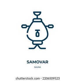 Samovar icon. Linear vector illustration from sauna collection. Outline samovar icon vector. Thin line symbol for use on web and mobile apps, logo, print media.