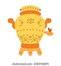 Samovar with a pattern color. Hand drawn clip art for your project.