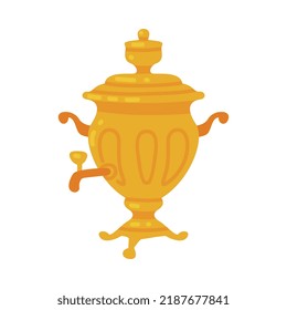 Samovar as Russian Metal Pot for Heating and Boiling Water Vector Illustration