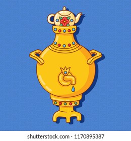 samovar russian traditional tea maker doodle colorful icon