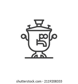 Icono de la línea de té de Samovar. signo de estilo lineal para concepto móvil y diseño web. Icono de vector de contorno de Samovar. Símbolo, ilustración del logotipo. Gráficos vectoriales