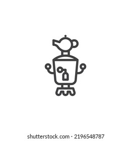 Samovar tea line icon. linear style sign for mobile concept and web design. Samovar with teapot outline vector icon. Symbol, logo illustration. Vector graphics