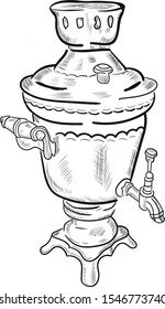 Samovar vector isolated illustration on white background. Concept for print, web design, cards, textile, menu, logo