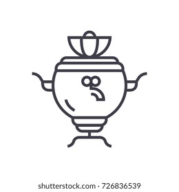 samovar vector line icon, sign, illustration on background, editable strokes