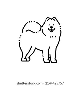 Samoyed color line icon. Dog breed. Pictogram for web page, mobile app, promo.