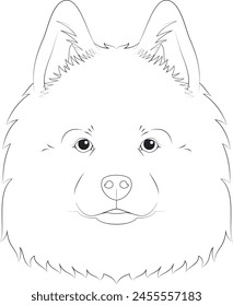 Samoyed dog easy coloring cartoon vector illustration. Isolated on white background