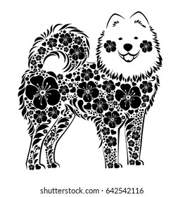 Samoyed dog isolated on white background. Vector Illustrated