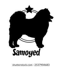 Samoyed dog silhouette,  dog, dog breeds, logo, vector, silhouette, logo design, animal, illustration, icon, sign, design, black,  symbol, pet