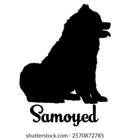 Samoyed dog silhouette, dog breeds, logo, vector, silhouette,  animal, illustration, icon, sign, design, black, symbol, pet, love
