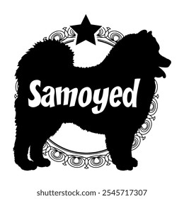 Samoyed dog silhouette, dog, dog breeds,  vector, silhouette, logo design, animal, illustration, icon, sign, black, pet