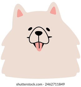 Samoyed head cute on a white background, vector illustration.