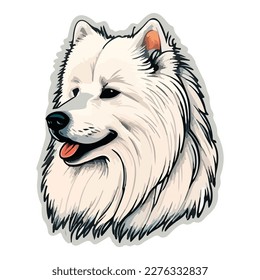 Samoyed Laika Flat Icon Isolated On White Background