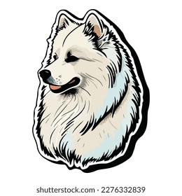 Samoyed Laika Flat Icon Isolated On White Background