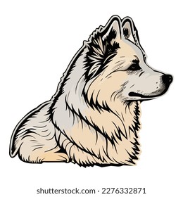 Samoyed Laika Flat Icon Isolated On White Background