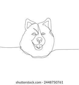 Samoyed, sled dog, aboriginal breed, companion dog one line art. Continuous line drawing of friend, dog, doggy, friendship, care, pet, animal, family, canine.