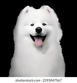 samoyed with style hand drawn watercolor digital painting illustration