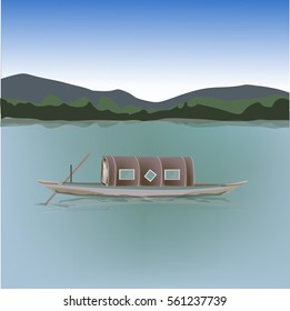 Sampan boat vector