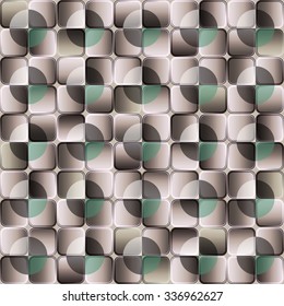 Sample abstract geometric pattern. Transparent square tiles and circles with gradient