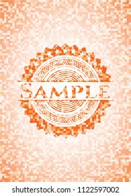 Sample abstract orange mosaic emblem