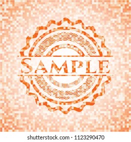 Sample abstract orange mosaic emblem