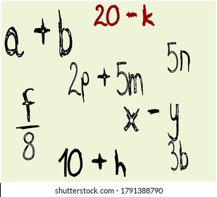 Sample algebraic expressions and terms