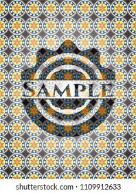 Sample arabic badge. Arabesque decoration.