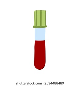 Cartoon der Blutprobe. Laboranalyse, Diagnostik Phlebotomie, Serum-Plasma-Probe Bluttest-Fläschchen-Zeichen. einzelne Symbol, Vektorgrafik