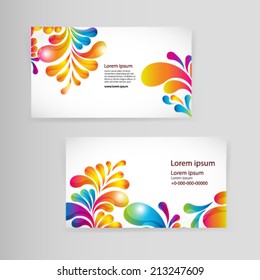 Sample business card with bright teardrop-shaped arches.
