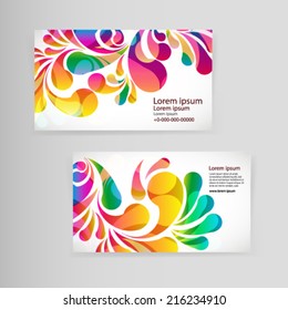 Sample business card with bright teardrop-shaped arches.
