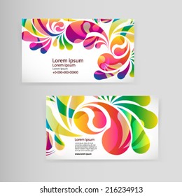 Sample business card with bright teardrop-shaped arches.