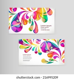 Sample business card with bright teardrop-shaped arches.