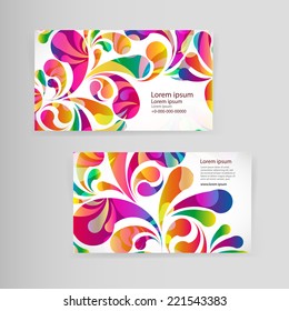 Sample business card with bright teardrop-shaped arches.