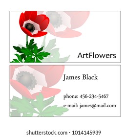 Sample of business card of the employee of floristry isolated on white background. Vector cartoon close-up illustration.