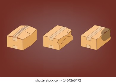 The sample of cardboard boxes were damaged from transport