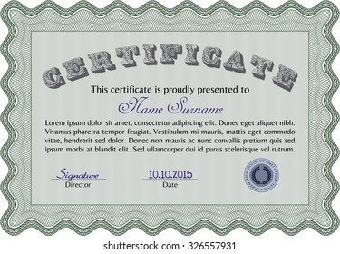 Sample Certificate. Beauty design. With background. Border, frame.