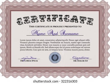 Sample Certificate. Border, frame.Easy to print. Excellent design. 