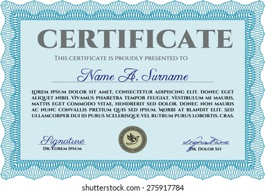 Sample Certificate. With complex background. Beauty design. Vector pattern that is used in money and certificate.