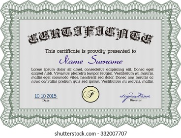 Sample Certificate. Complex background. Retro design. Vector pattern that is used in currency and diplomas.