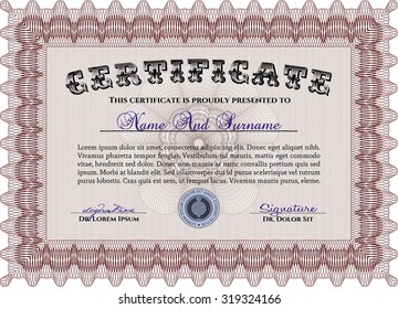 Sample Certificate. With complex background. Vector certificate template.Elegant design. 