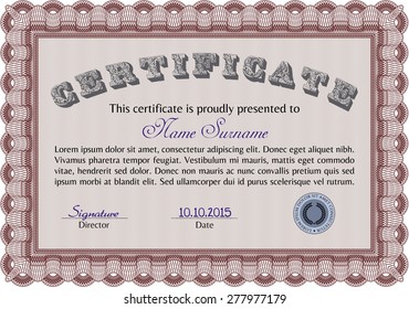 Sample Certificate. Complex design. Customizable, Easy to edit and change colors.With complex background. 