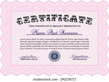Sample Certificate. Complex design. Frame certificate template Vector.With complex background. 