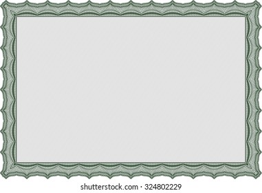 Sample Certificate. Complex design. With complex linear background. Money style.