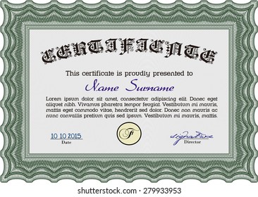 Sample Certificate. With complex linear background. Modern design. Vector certificate template.